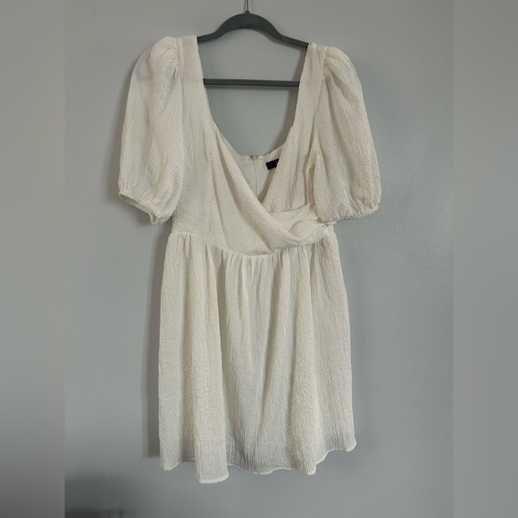Lulu’s Little Bit in Love White Surplice Puff Sleeve Mini Dress - Picture 2 of 4